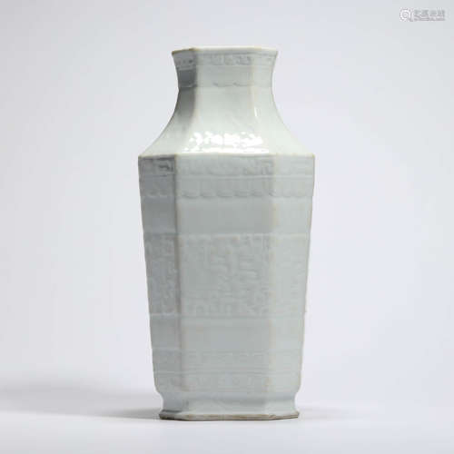 A White Glaze An-Decorated Phoenix Hexagonal Vase, Zun