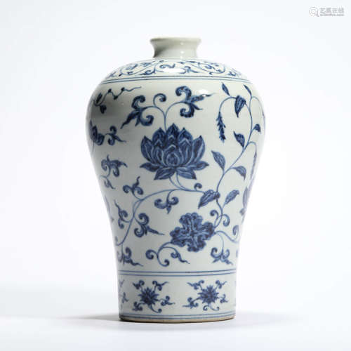 A Blue And White Floral Meiping Vase