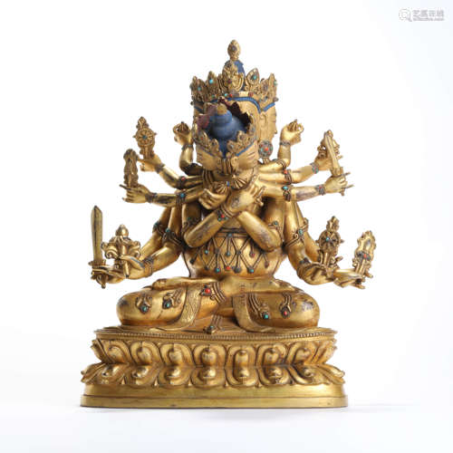 A Gilt Bronze Statue Of Guhyasamaja