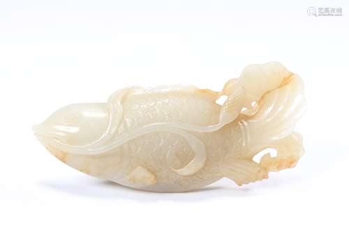 A Carved Hetian Jade Fish Ornament