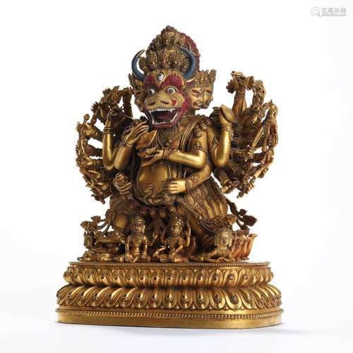 A Gilt Bronze Statue Of Yamantaka