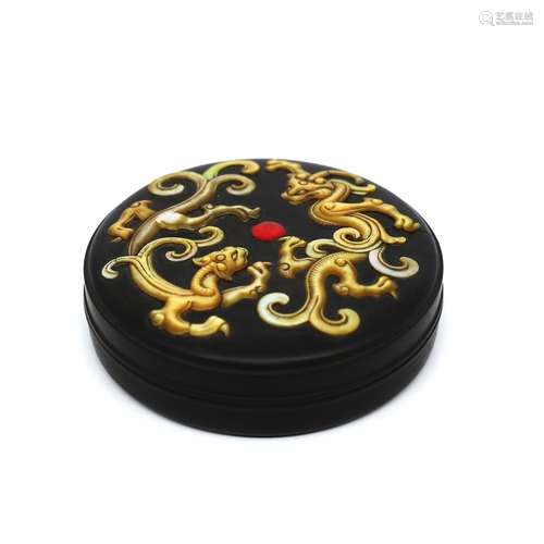 A Mop Inlaid Red Sandalwood Circular Box And Cover