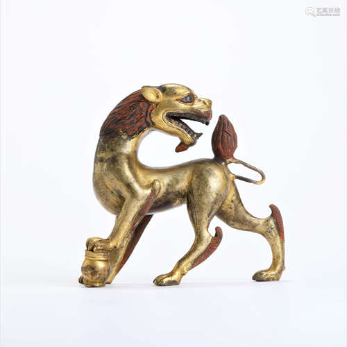 A Gilt Bronze Beast Ornament