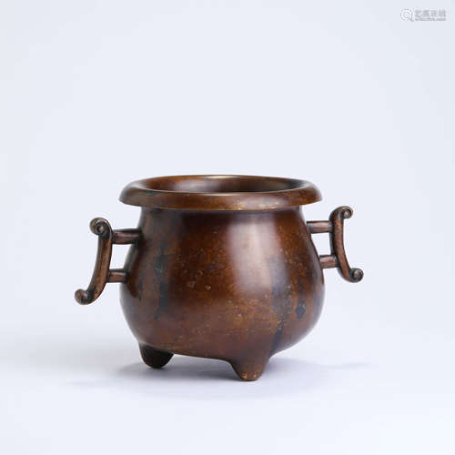 A Bronze Double-Eared Incense Burner