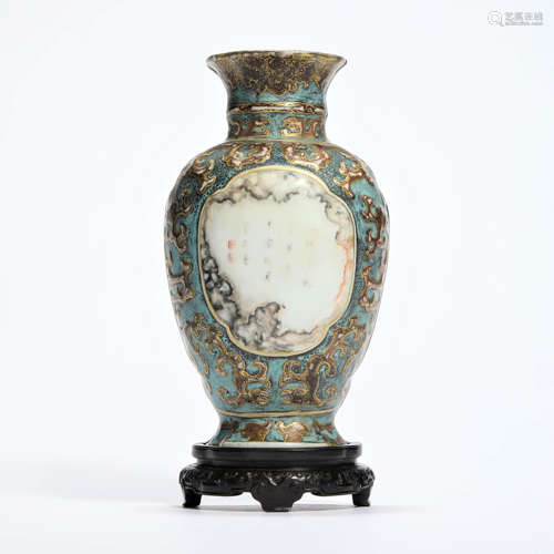 An Inscribed Turquoise Glaze Wall Vase