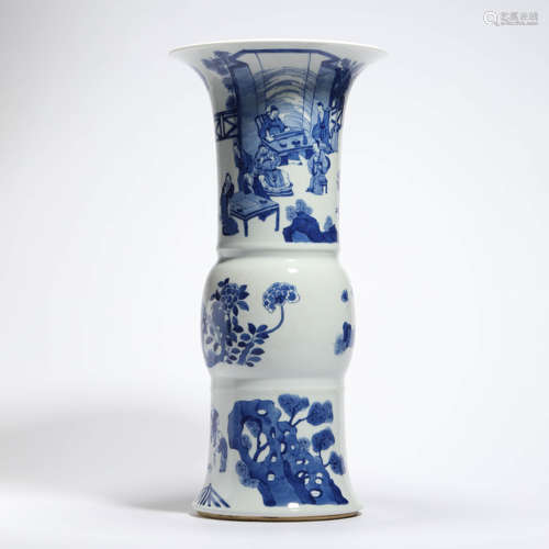 A Blue And White Figural Beaker Vase