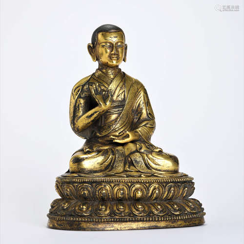 A Gilt Bronze Statue Of Guru