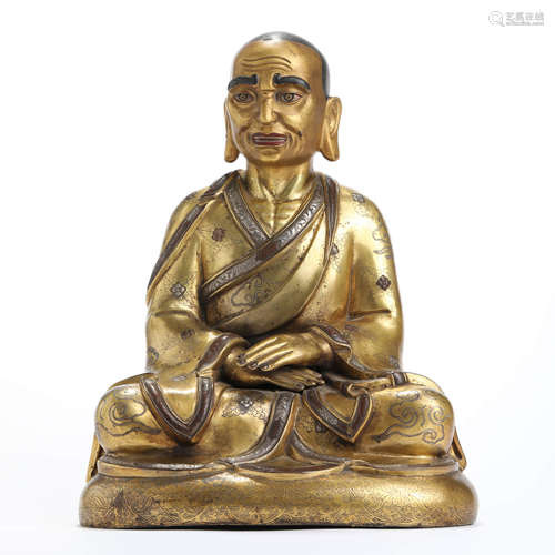 A Gilt Bronze Statue Of Mahasiddha