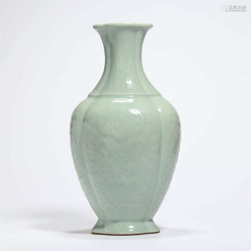 A Celadon-Glazed Fu&Shou Lobed Vase