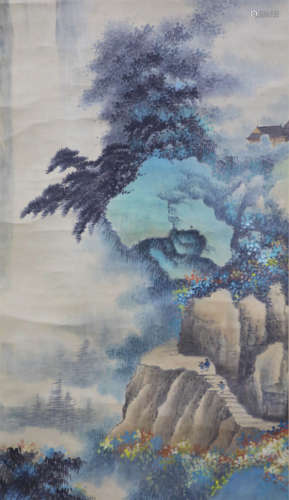 A Chinese Landscape Painting Scroll, Wu Hufan Mark