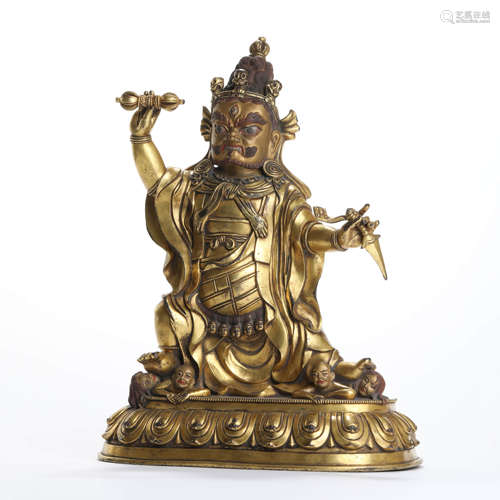 A Gild Bronze Statue Of Mahakala