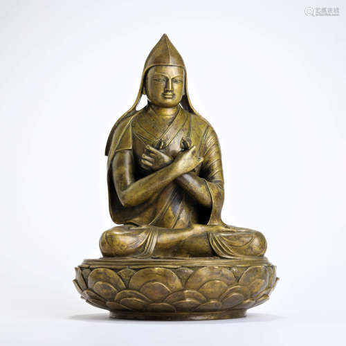 A Gilt Bronze Statue Of Tsong-Kha-Pa