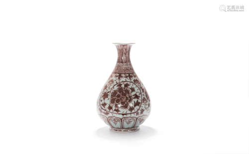 An Underglaze-Red Floral Pear-Shaped Vase