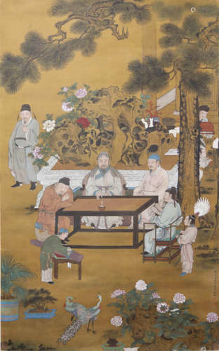 A Chinese Scholars Painting Scroll, Wen Zhengming Mark