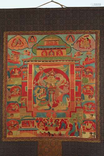 An Embroidered Thangka Of Jambhala