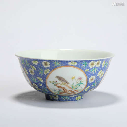 A Famille Rose Birds Floral Bowl