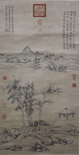 A Chinese Landscape Painting Scroll, Ni Zan Mark