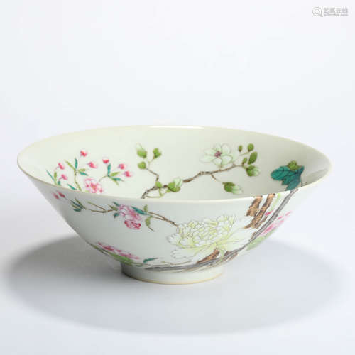 A Famille Rose Magnolia, Peony, And Plum Blossom Floral Bowl