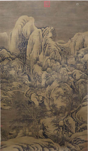 A Chinese Landscape Painting Scroll, Guo Xi Mark