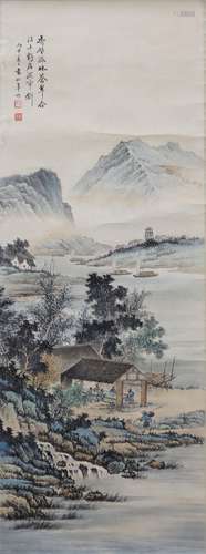 A Chinese Landscape Painting Scroll, Yuan Songnian Mark