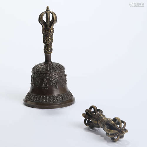 A Set Of Bronze Vajra And Bell