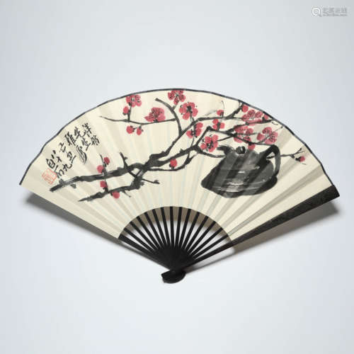 A Chinese Plum Blossom Fan, Qibaishi Mark