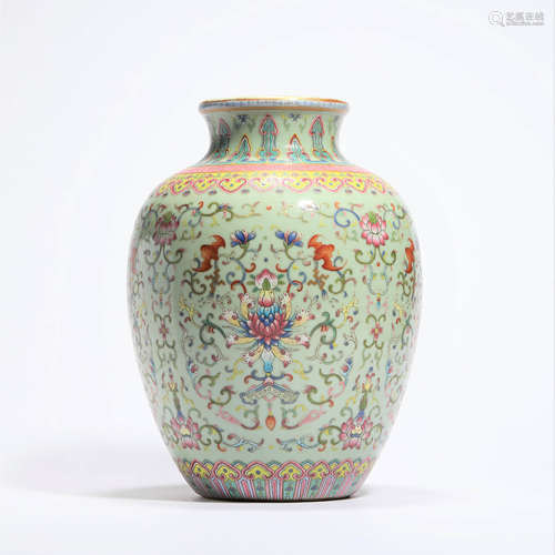 A Wucai Interlocking Lotus And Bats Jar