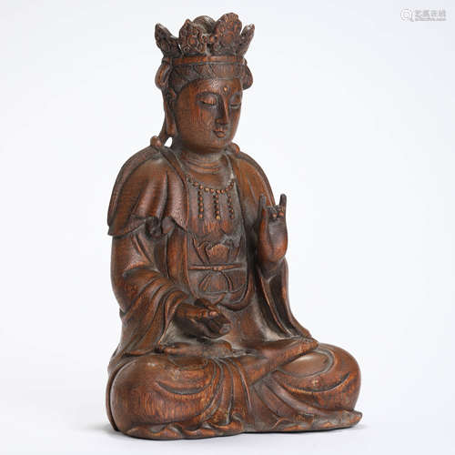 A Carved Eaglewood Statue Of Shakyamuni