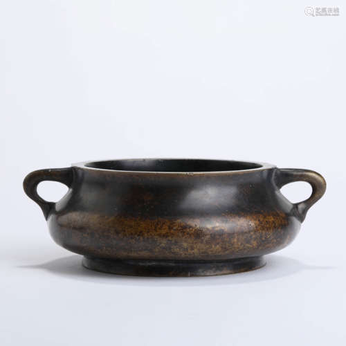 A Bronze Double-Eared Incense Burner