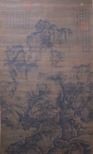 A Chinese Early Spring Scenery Painting Scroll, Guo Xi Mark