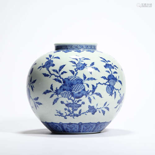 A Blue And White Auspicious Fruits Jar