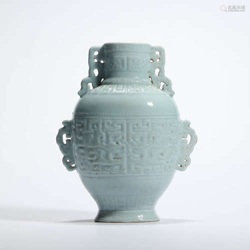 An An-Decorated Celadon-Glazed Beast Phoenix-Eared Vase