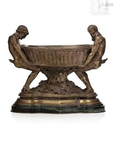 Auguste BARTHOLDI (1834-1904) Les Maraudeurs Coupe en bronze...