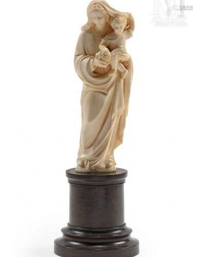 Vierge à l'Enfant tenant une grappe de raisins Statuette en ...