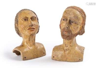 Deux portraits sculptés en ronde-bosse figurant des bustes d...