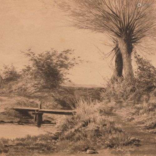 Auguste ALLONGÉ (Paris 1833 - Bourron-Marlotte 1898) Paysage...