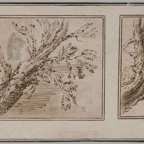 Salvator ROSA (Naples 1615 - Rome 1673) Deux études de tronc...