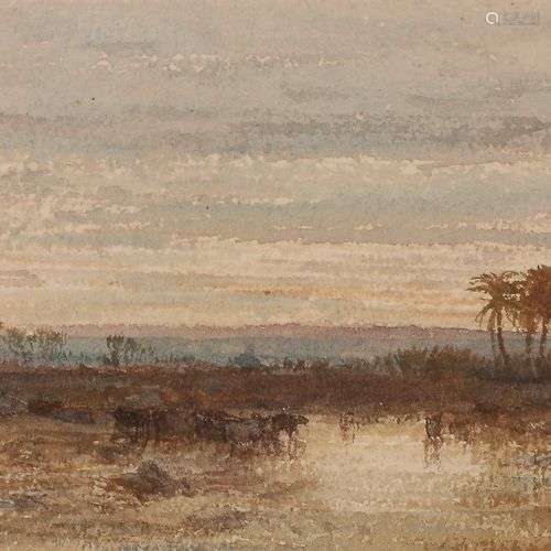 Félix ZIEM (Beaune 1821 - Paris 1911) Paysage Aquarelle. Sig...