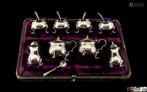 Edwardian Period Sterling Silver 12 Piece Cruet Set. Compris...