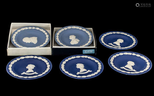 Wedgwood Blue Jasper - six commemorative round sweet dishes,...