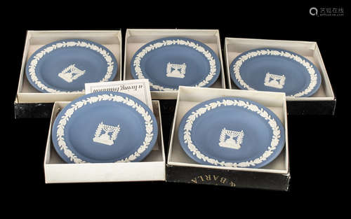 Wedgwood Blue Jasper white on pale blue 5 x Menorah Sweet Di...