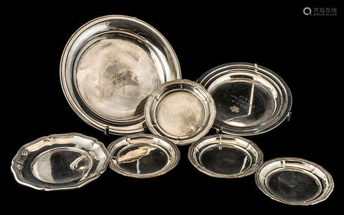 Seven Continental Silver Miniature Dishes, marked 800, in si...