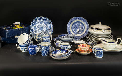 Large Collection of Assorted Pottery, including various blue...