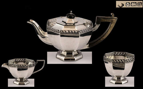 Edwardian Period Well Designed 3 Piece Singles Sterling Silv...