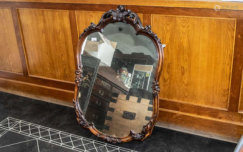 Victorian Shaped And Carved Wall Mirror, Height 38 x 27 Inch...