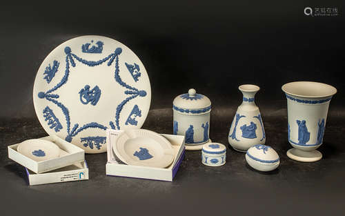 Wedgwood Pale Blue on White Jasper, very unique colourway, c...