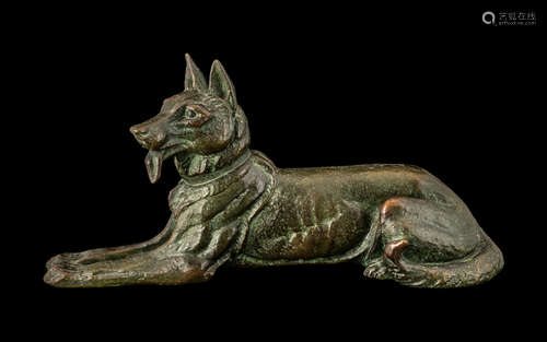 Art Deco Period Bronze over Metal Figure of a German Shepher...