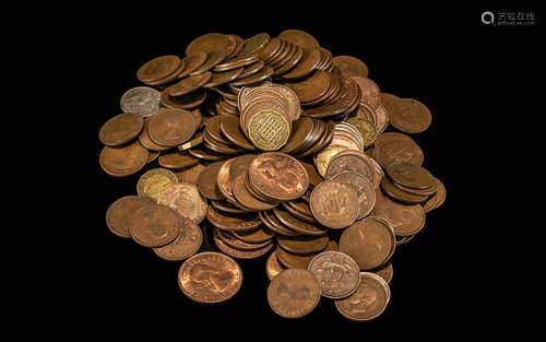 Bag of Old Copper Coins weighing approx 1.4 kg.