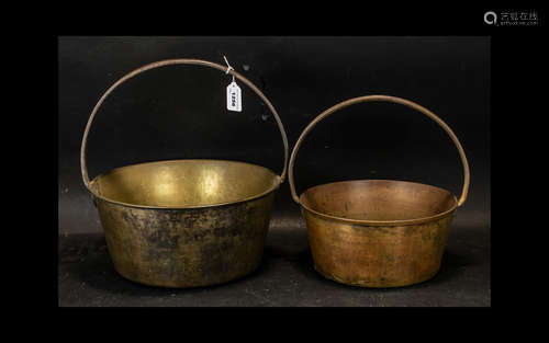 Two Large Vintage Jam Pans, measuring 26 cm and 31 cm diamet...