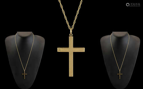 Ladies or Gents 9ct Gold Cross with Attached 9ct Gold Chain....